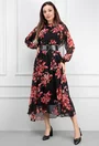 Rochie neagra cu imprimeu si curea lata