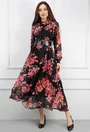 Rochie neagra cu imprimeu si curea lata