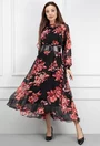 Rochie neagra cu imprimeu si curea lata