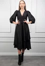 Rochie neagra cu maneci bufante