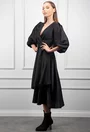 Rochie neagra cu maneci bufante