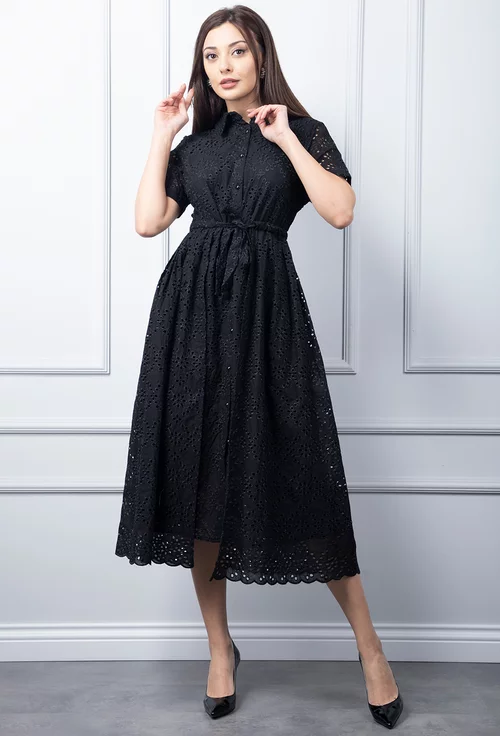 Rochie neagra cu model perforat