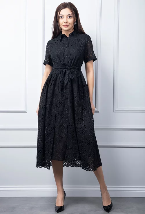 Rochie neagra cu model perforat