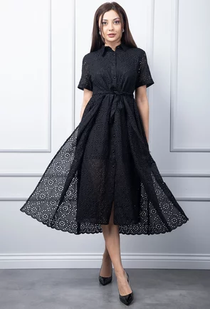 Rochie neagra cu model perforat