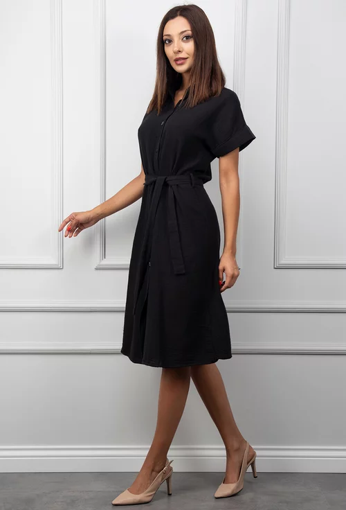 Rochie neagra cu nasturi