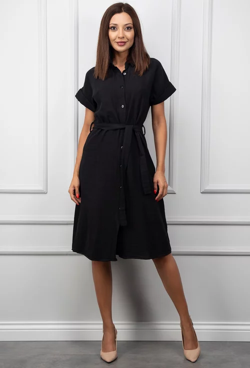 Rochie neagra cu nasturi