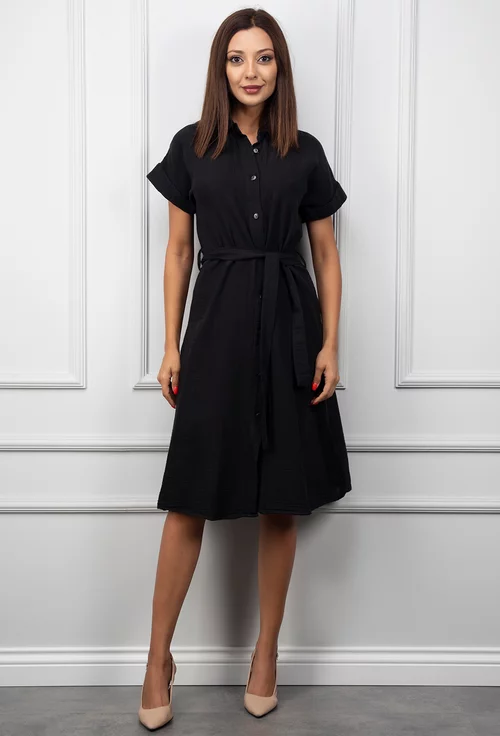 Rochie neagra cu nasturi