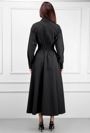 Rochie neagra cu talie elastica