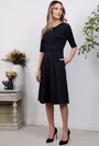 Rochie neagra in dungi cu buzunare