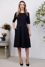 Rochie neagra in dungi cu buzunare