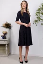 Rochie neagra in dungi cu buzunare