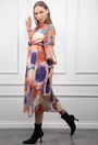 Rochie portocalie cu albastru