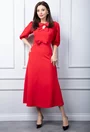 Rochie rosie accesorizata cu funde