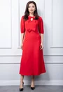 Rochie rosie accesorizata cu funde