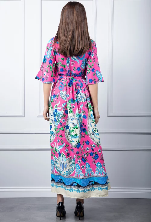 Rochie roz cu imprimeu colorat