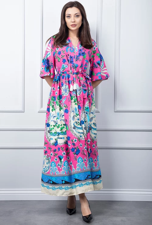 Rochie roz cu imprimeu colorat