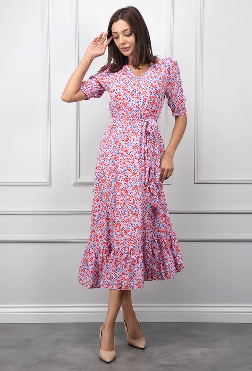 Rochie roz cu imprimeu floral