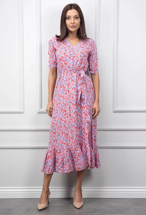 Rochie roz cu imprimeu floral