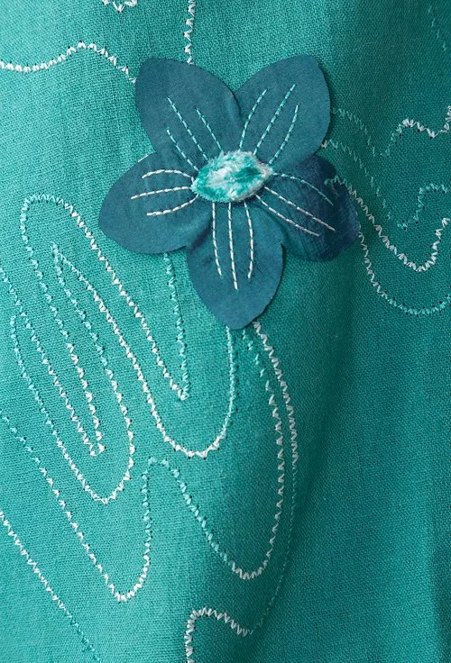 Rochie turcoaz cu aplicatii florale Iolanda