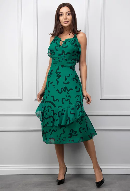 Rochie verde cu imprimeu