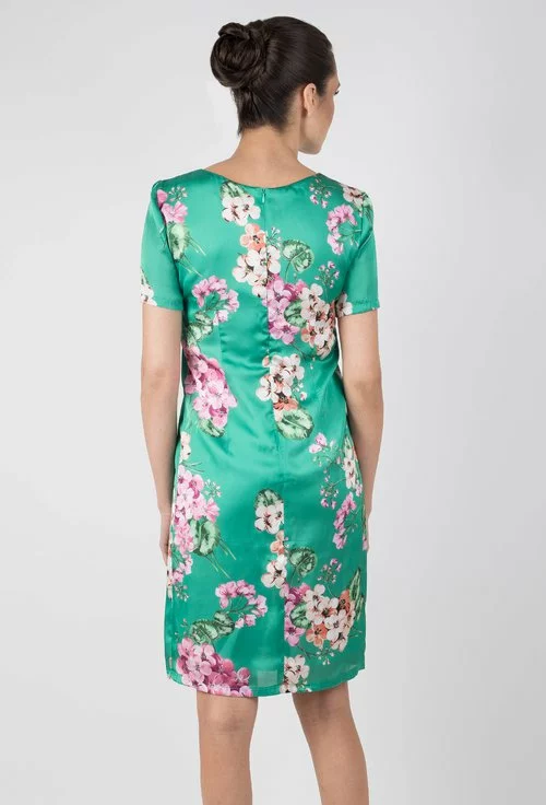Rochie verde cu imprimeu floral colorat Grace