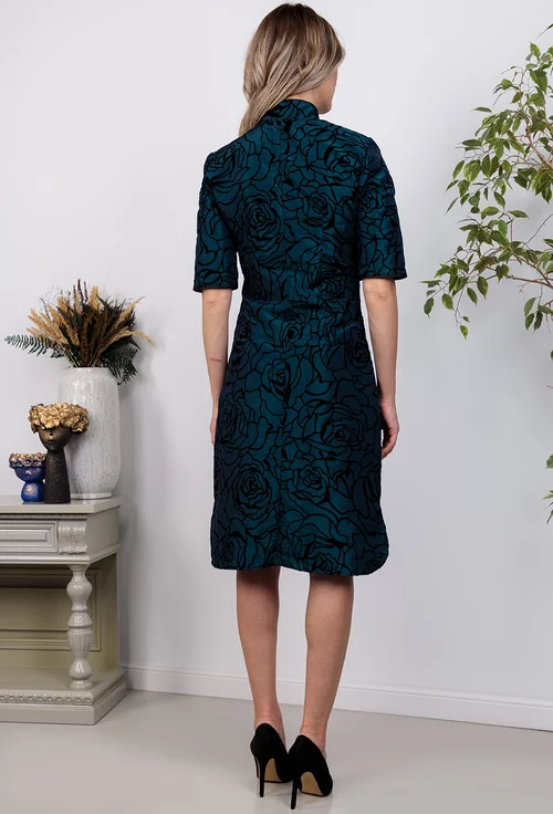 Rochie verde cu imprimeu negru