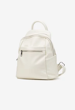 Rucsac dama alb din piele naturala