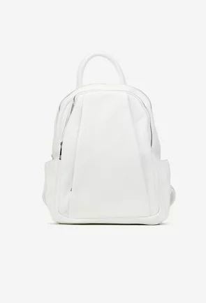 Rucsac dama alb din piele naturala
