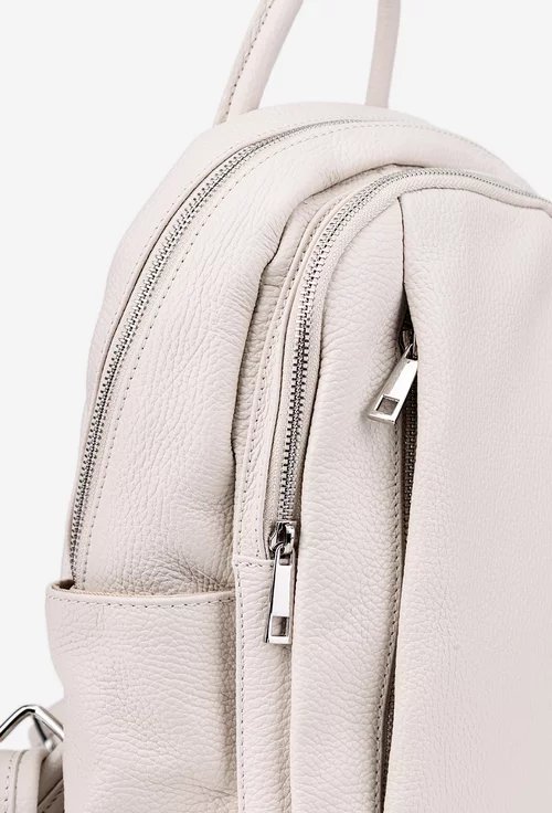 Rucsac dama bej deschis din piele naturala texturata