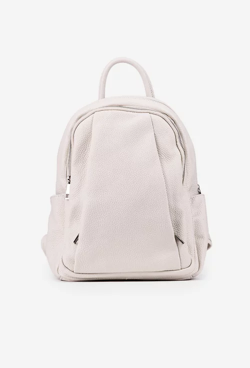 Rucsac dama bej deschis din piele naturala texturata