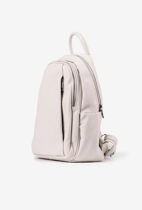 Rucsac dama bej deschis din piele naturala texturata