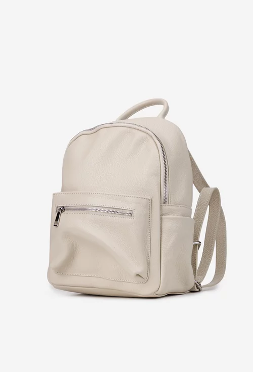 Rucsac dama bej deschis din piele texturata