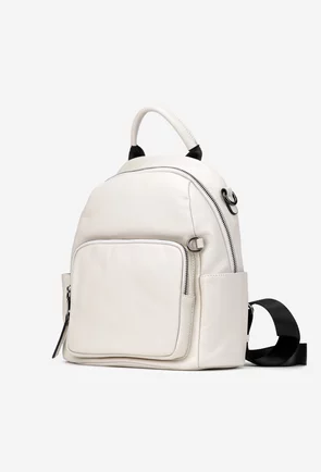 Rucsac dama bej deschis din piele texturata