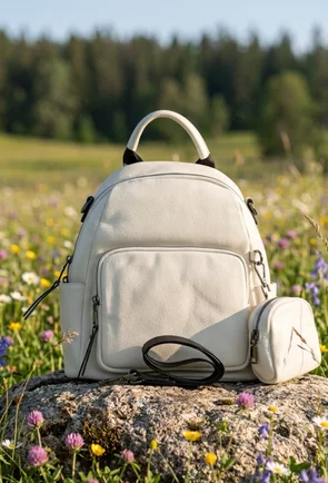 Rucsac dama bej deschis din piele texturata