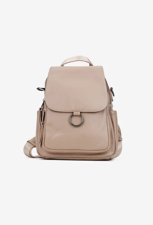 Rucsac dama bej din piele naturala