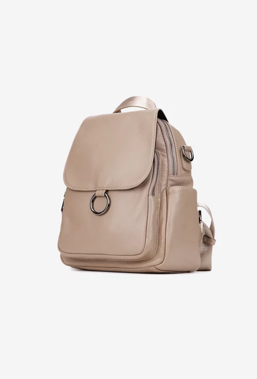 Rucsac dama bej din piele naturala