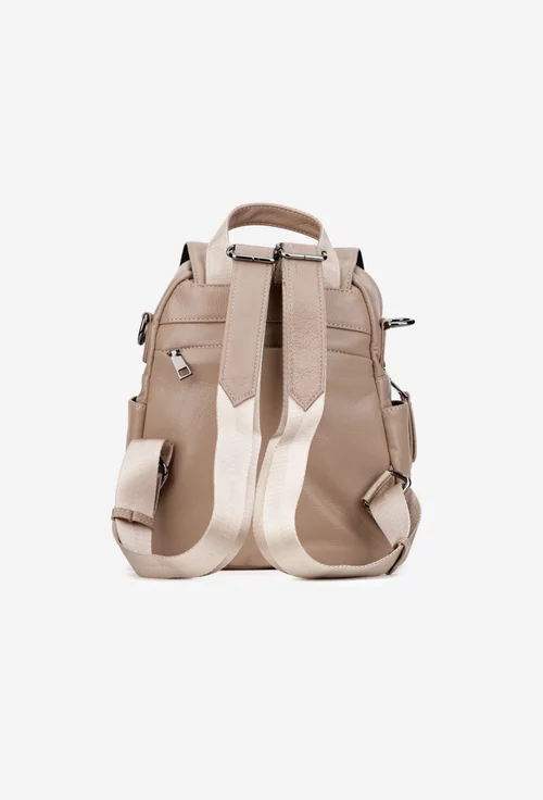 Rucsac dama bej din piele naturala