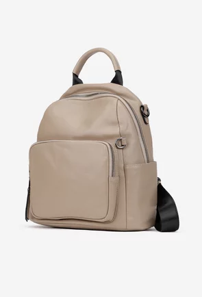 Rucsac dama bej din piele texturata