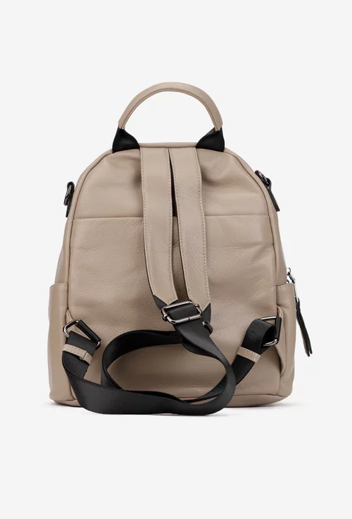 Rucsac dama bej din piele texturata