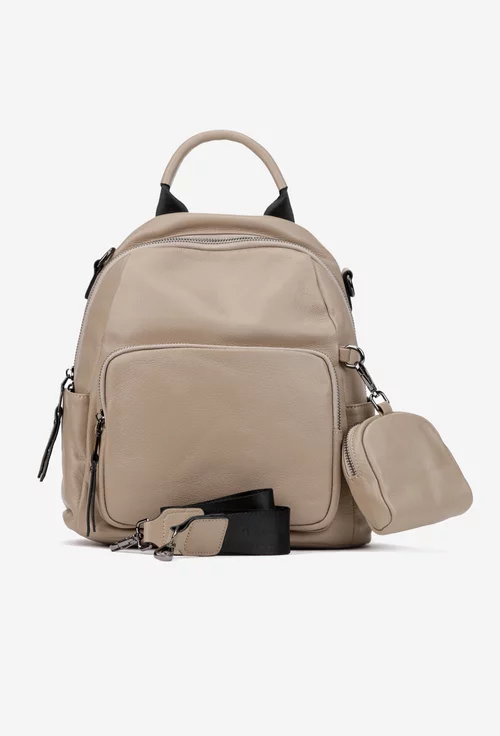 Rucsac dama bej din piele texturata
