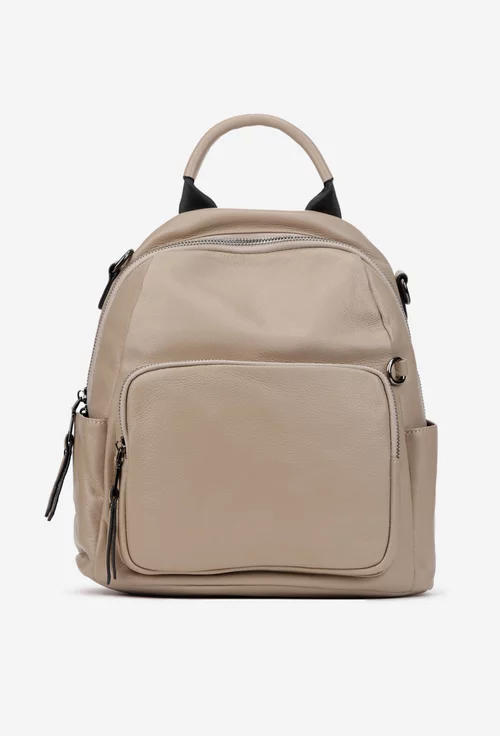 Rucsac dama bej din piele texturata
