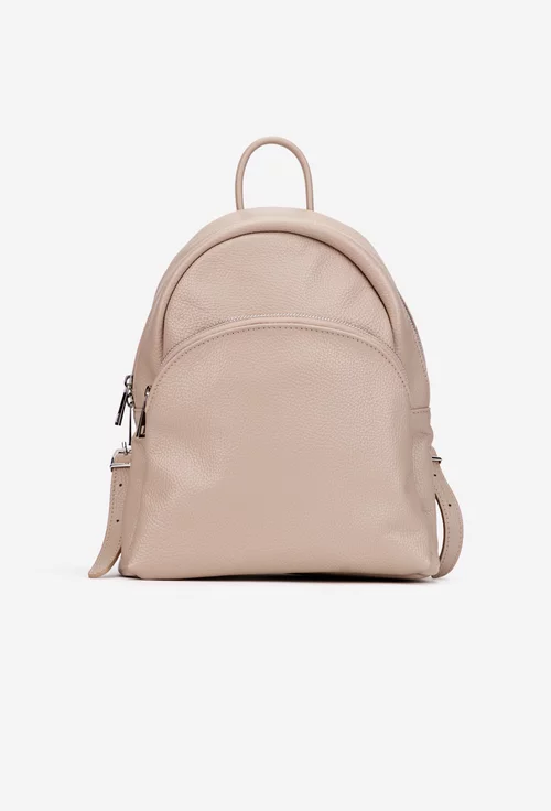 Rucsac dama bej roze confectionat din piele texturata