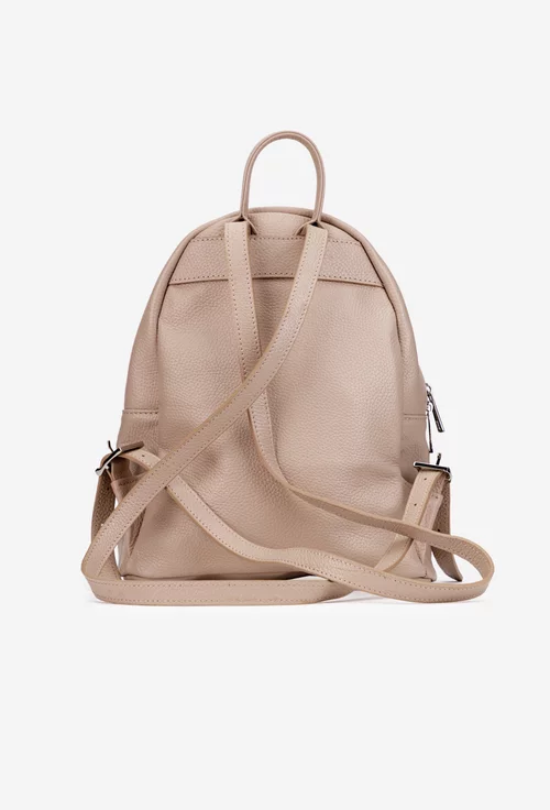 Rucsac dama bej roze confectionat din piele texturata