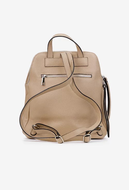 Rucsac dama bej roze din piele naturala