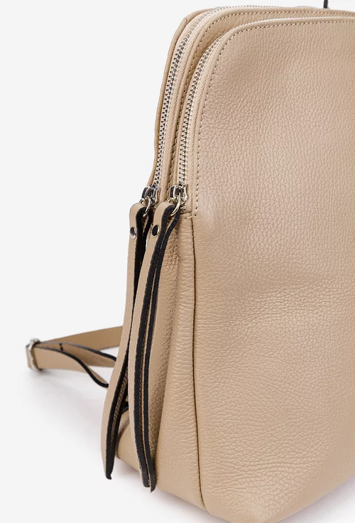 Rucsac dama bej roze din piele naturala