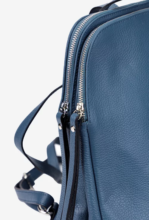 Rucsac dama bleu din piele naturala
