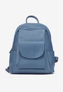 Rucsac dama bleu din piele texturata cu buzunar