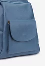 Rucsac dama bleu din piele texturata cu buzunar