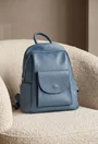 Rucsac dama bleu din piele texturata cu buzunar
