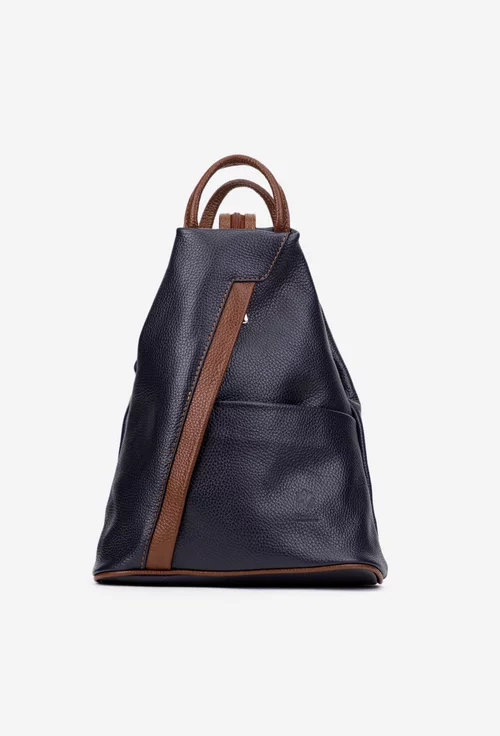Rucsac dama bleumarin cu maro din piele texturata
